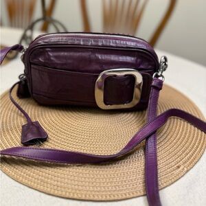 Prada Authentic Purple Leather Crossbody Bag